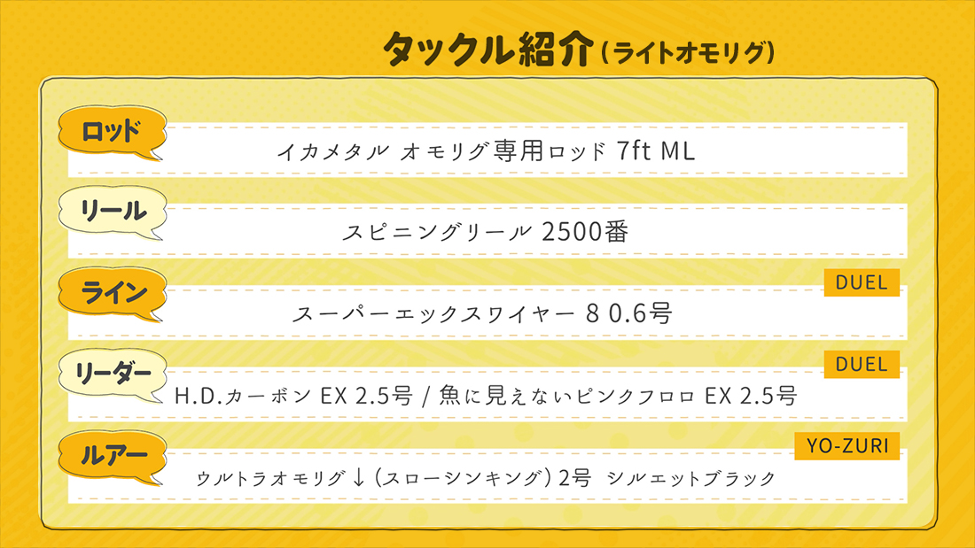 今回の使用タックル