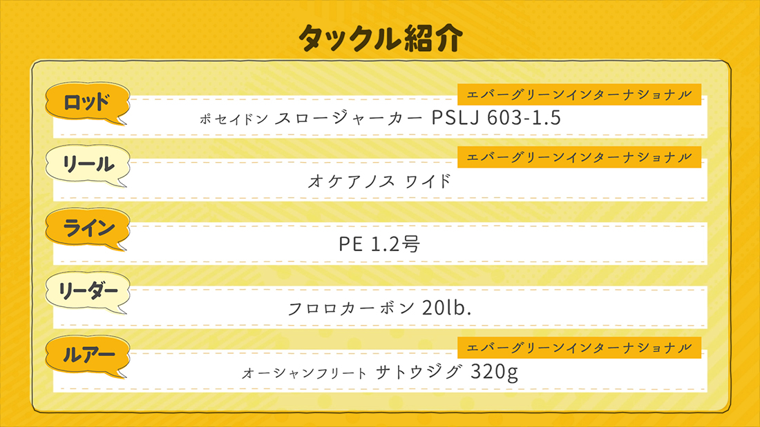 今回の使用タックル