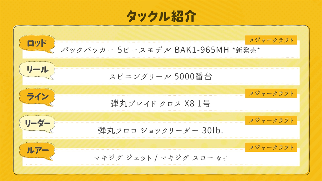 今回の使用タックル
