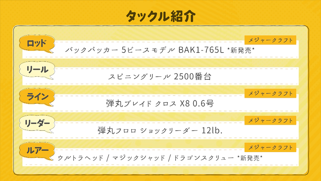今回の使用タックル