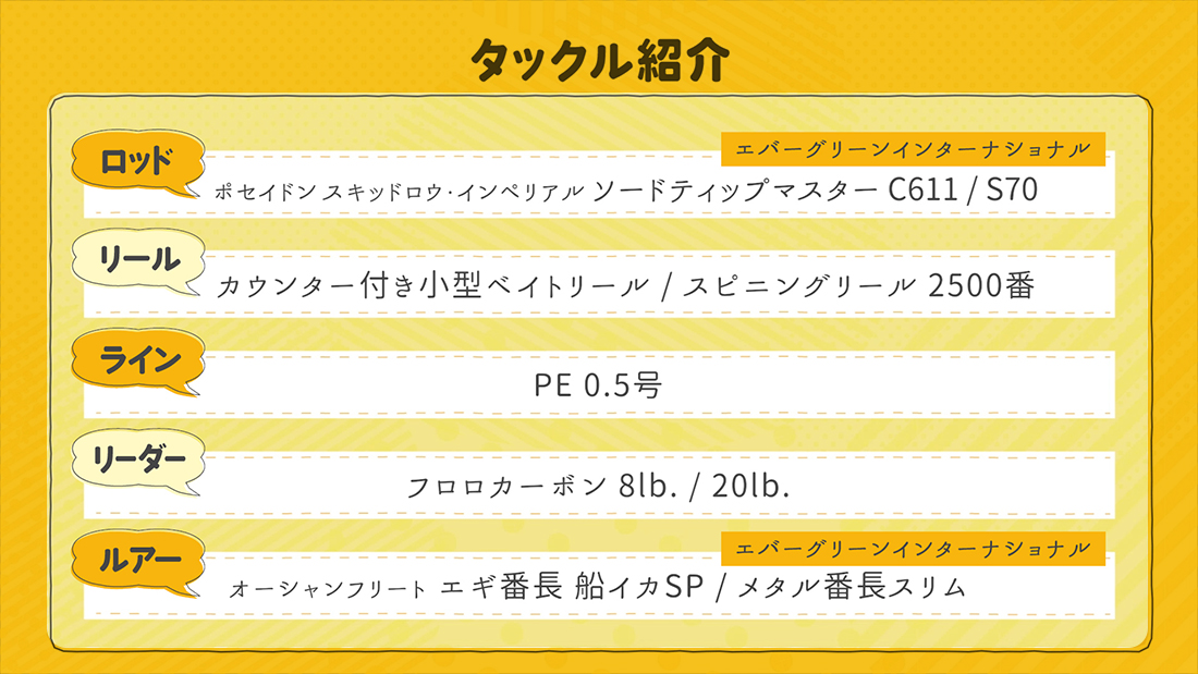 今回の使用タックル