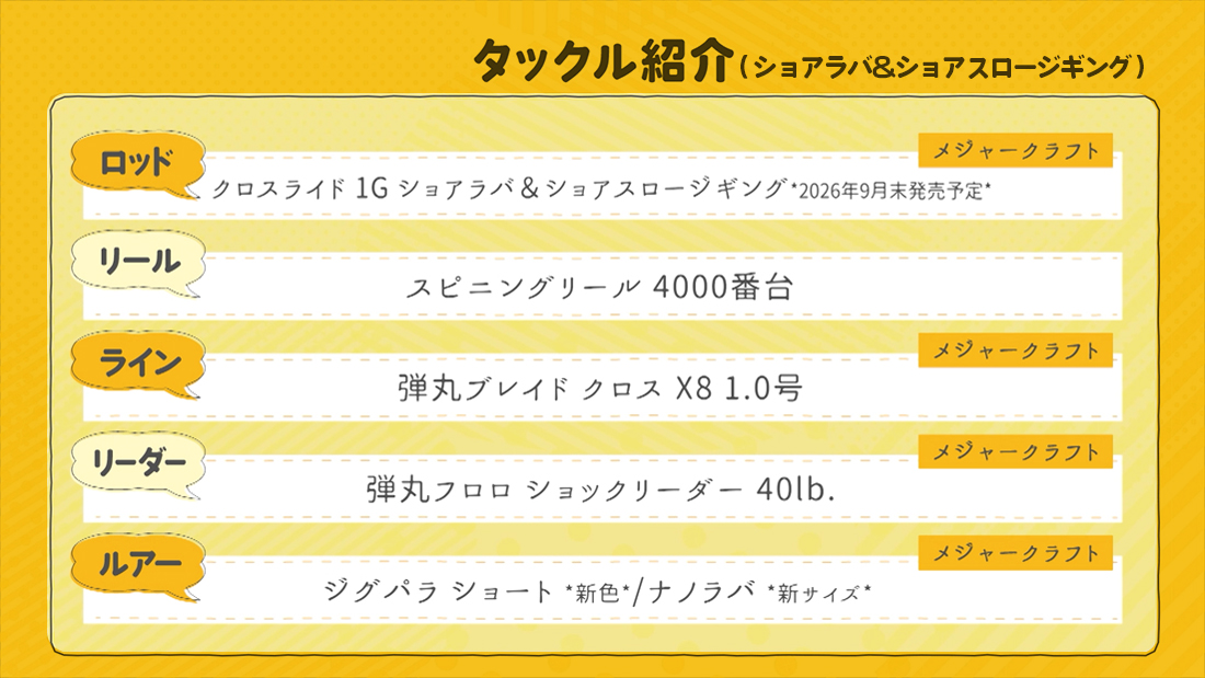 今回の使用タックル