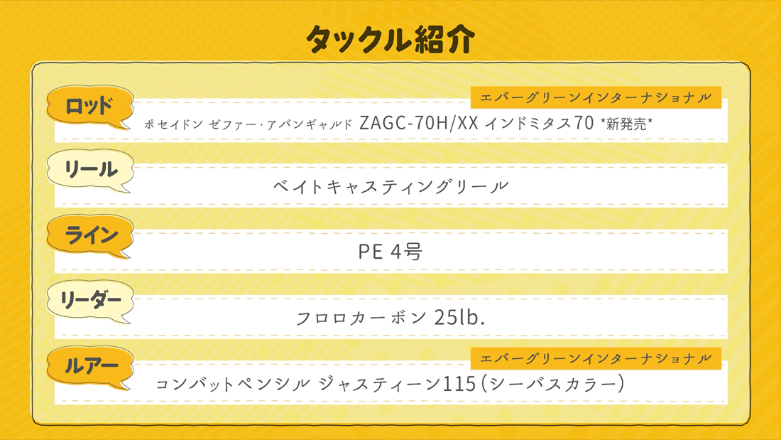 今回の使用タックル